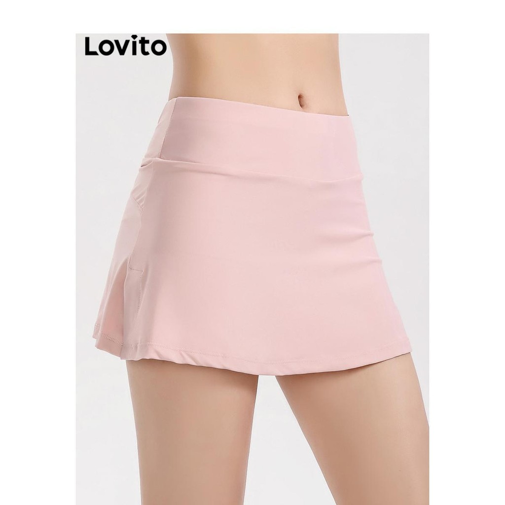 Lovito กีฬาธรรมดาปลอม 2 In 1 กีฬาสั้นสำหรับผู้หญิง LNL75015