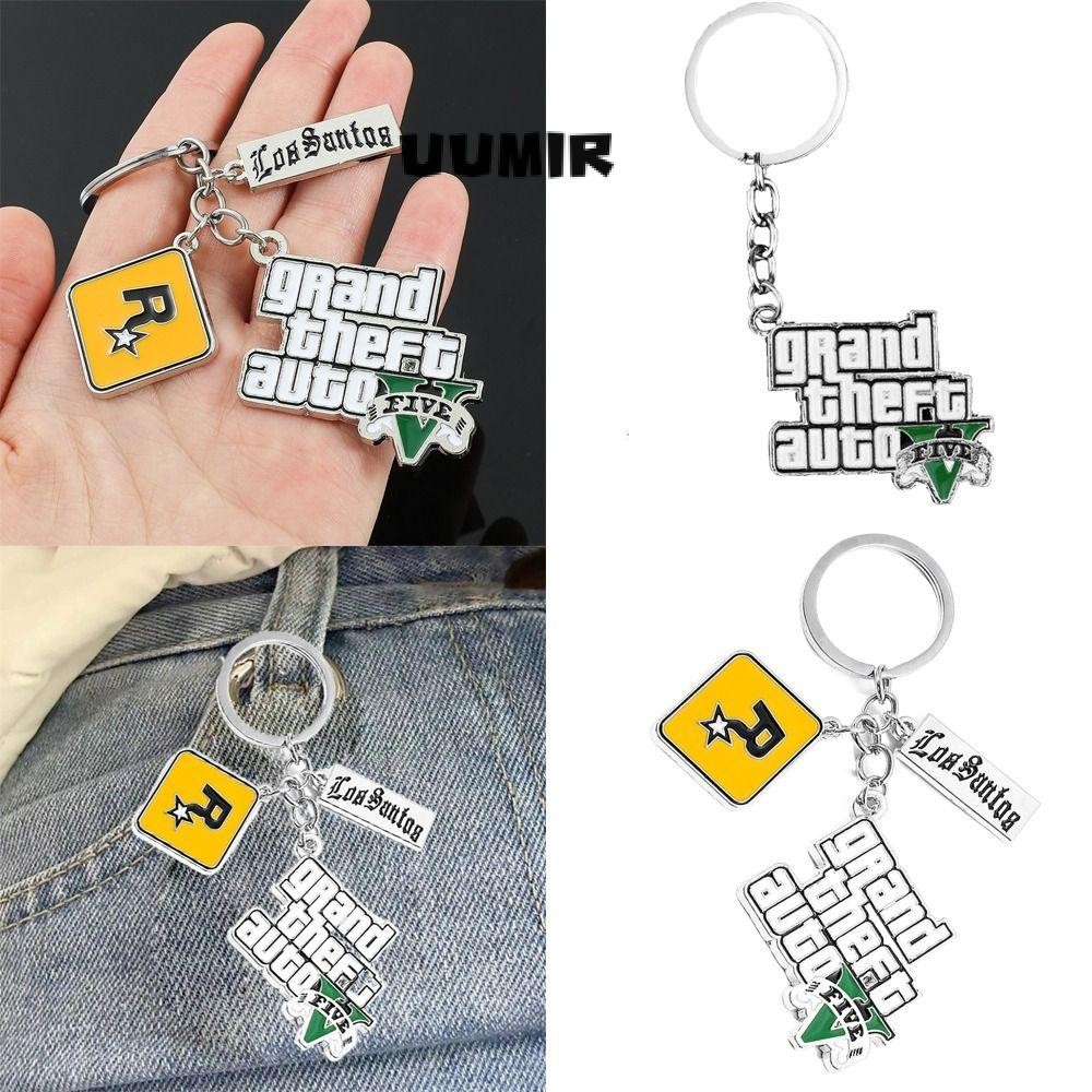Uumir เกม PS4 GTA5 พวงกุญแจ, GTA V Grand Theft Auto 5 Star Muti Key Holder, พวงกุญแจโลหะกระเป๋าจี้แฟนของขวัญแฟชั่นเครื่องประดับผู้ชายผู้หญิง