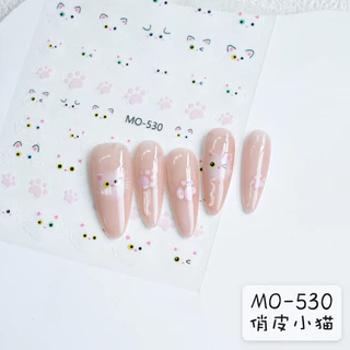 สติ๊กเกอร์ติดเล็บแมวน่ารักแมวสีขาวน้อยไล่โทนสีคิตตี้การ์ตูนโบว์กรงเล็บแมวพร้อมกาวด้านหลังสติกเกอร์ตกแต่งเล็บสติ๊กเกอร์ ทําเอง