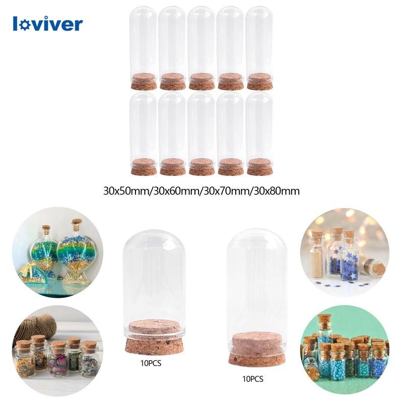 [Loviver] 10 ชิ้นโดมแสดงแก้ว Cloche Bell Jars อุปกรณ์เสริมน้ําหนักเบาเคสแสดงผลอเนกประสงค์สําหรับพืชตัวอย่างบ้าน
