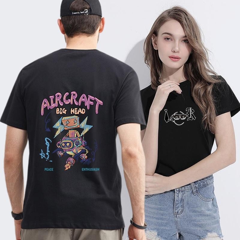 【XRP】Entreharajuku Street การ์ตูนหุ่นยนต์พิมพ์เสื้อยืดแขนสั้นผู้ชายและผู้หญิงฤดูร้อนใหม่มาตรฐานสบาย 