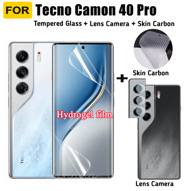 3 IN 1 Tecno Camon 40 Pro Hydrogel Soft Film สําหรับ Tecno Camon 40Pro 5G Camon 40 ป้องกันหน้าจอเลนส