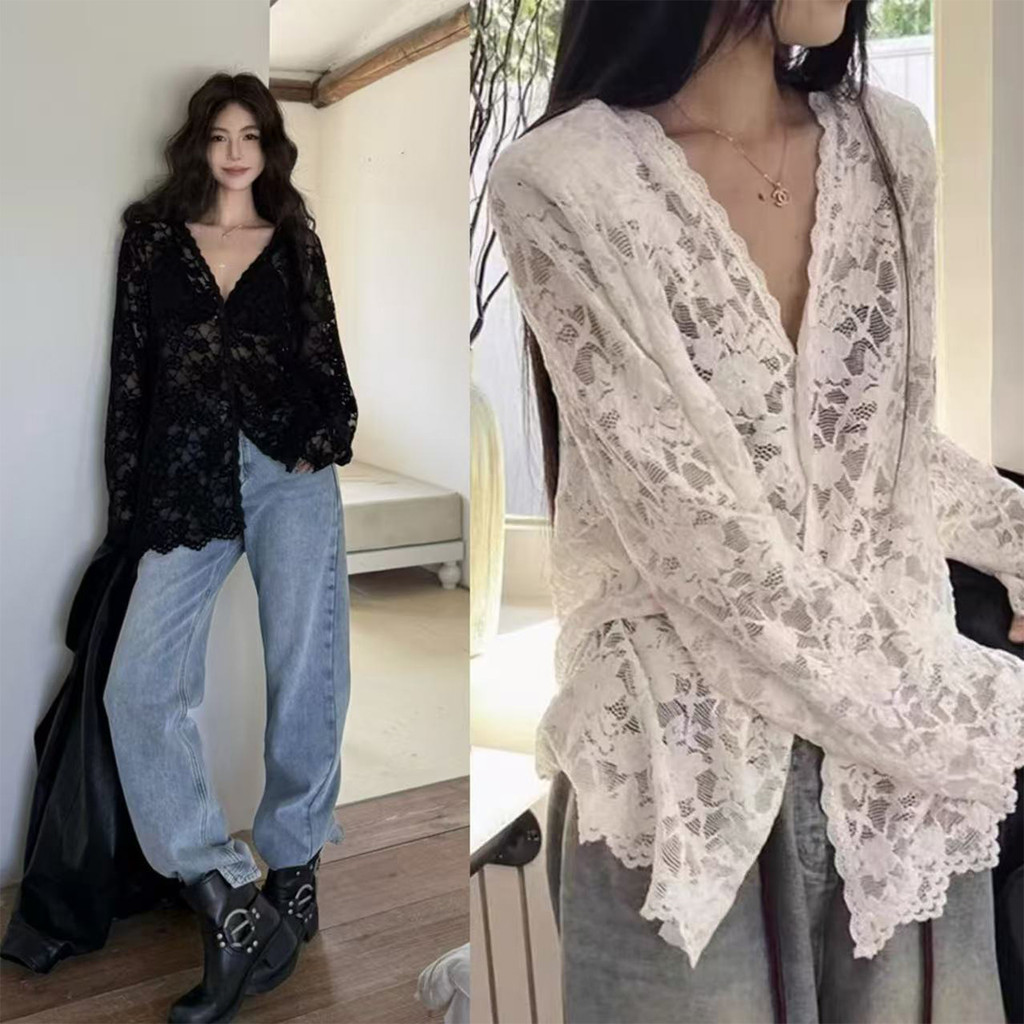 เสื้อเชิ้ตสีดำคอวีสไตล์หรูหรา สวมใส่ได้ทุกวัน