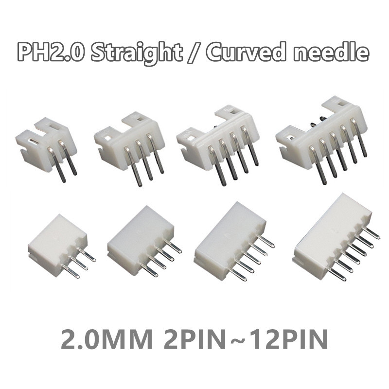 100 ชิ้น/ล็อต JST PH2.0 ตรง/โค้งเข็ม 2Pin ~ 16Pin ชาย Pin Header มุมขวา 90°/180° ขว้าง 2.0 มม
