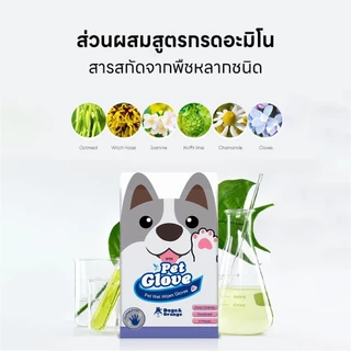 FurryCuddle ถุงมืออาบน้ำสัตว์เลี้ยง ไม่ระคายเคืองผิว ไม่ต้องล้างน้ำ สัตว์เลี้ยงเลียได้ ปราศจากแอลกอฮอล์ COD MIP08