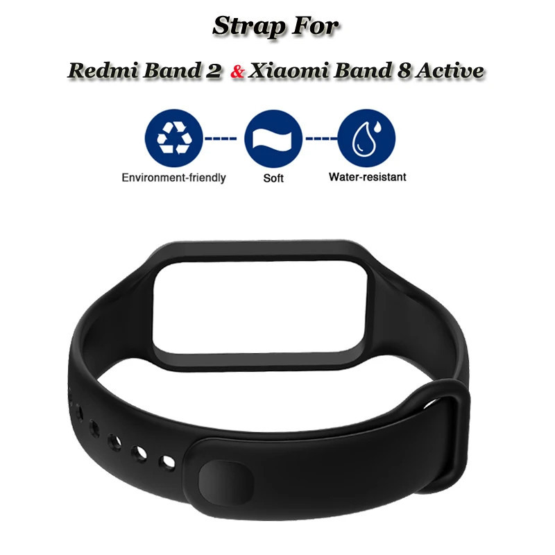 เคสพีซีกระจกนิรภัย + สายยาง for Xiaomi Mi Band 8 Active /Redmi Band 2 เทปป้องกันหน้าจอ for Mi Smart Band 8 Active ราคา ถูกที่สุด ดีลบีเคเค แกลเลอรีภาพที่ 2