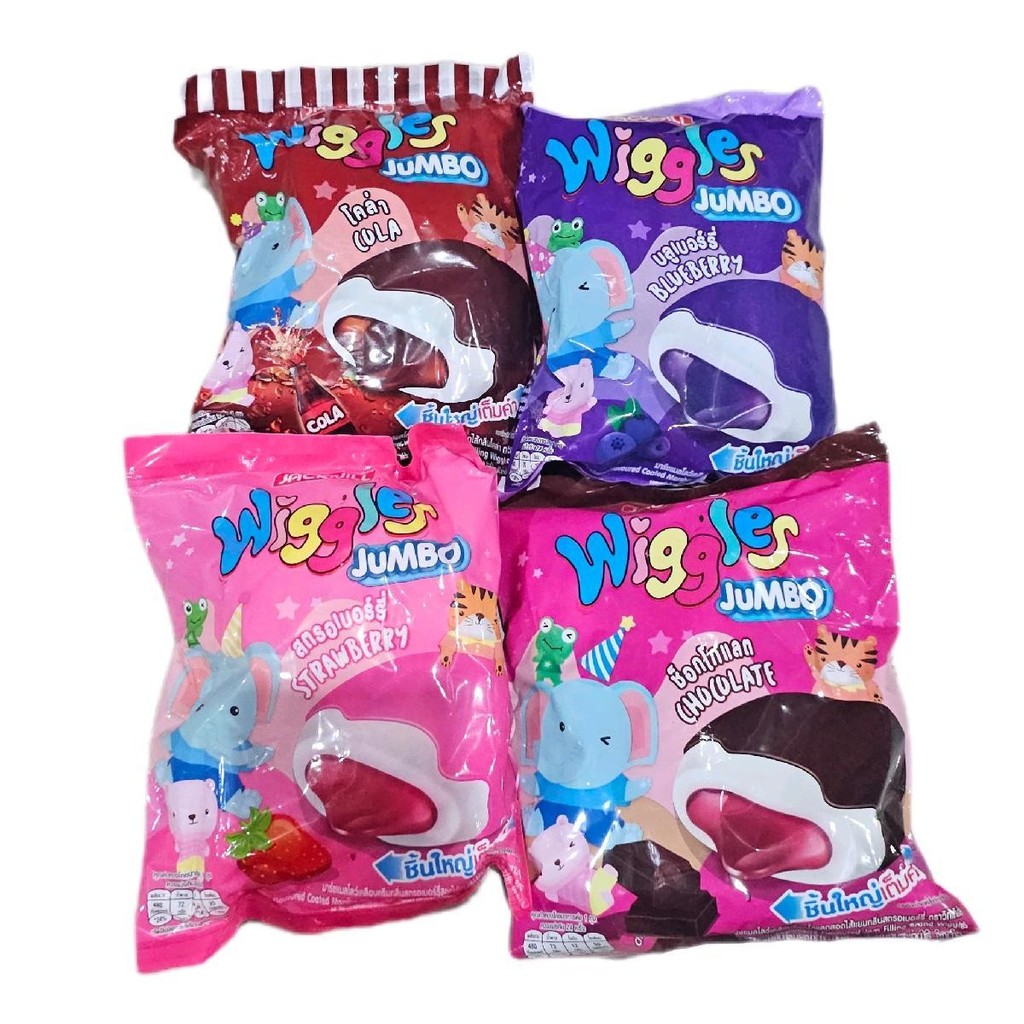 (set×4แพ็ค) Wiggles วิกเกิลส์ มาร์ชเมลโล่ เคลือบสอดไส้ มี 5 รส แพ็คละ 24 ซอง