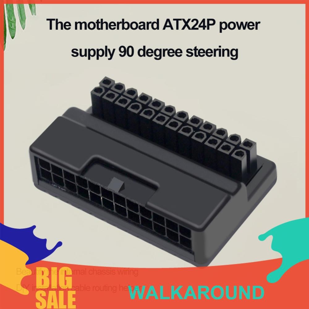ATX 24 Pin To 90 องศาแหล่งจ่ายไฟ Modular 24Pin ขั้วต่อสายไฟ [walkaround.th]