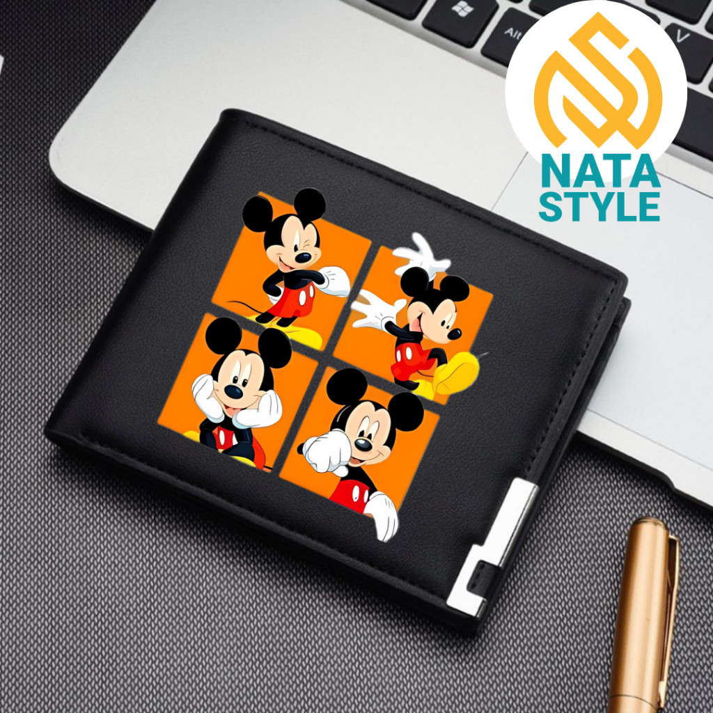 กระเป๋าสตางค์เด็ก MIKEY MOUSE กระเป๋าสตางค์พับหนังสังเคราะห์กระเป๋าสตางค์อะนิเมะ CUSTOM ฟรี NAME