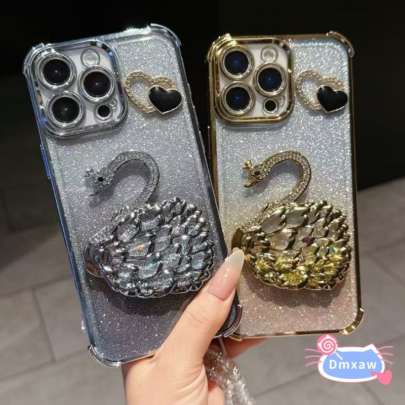 Bling Swan ขาตั้งเคสโทรศัพท์สําหรับ Google Pixel 10 9 8 7 Pro XL 9A 8A 7A GooglePixel10 GooglePixel9