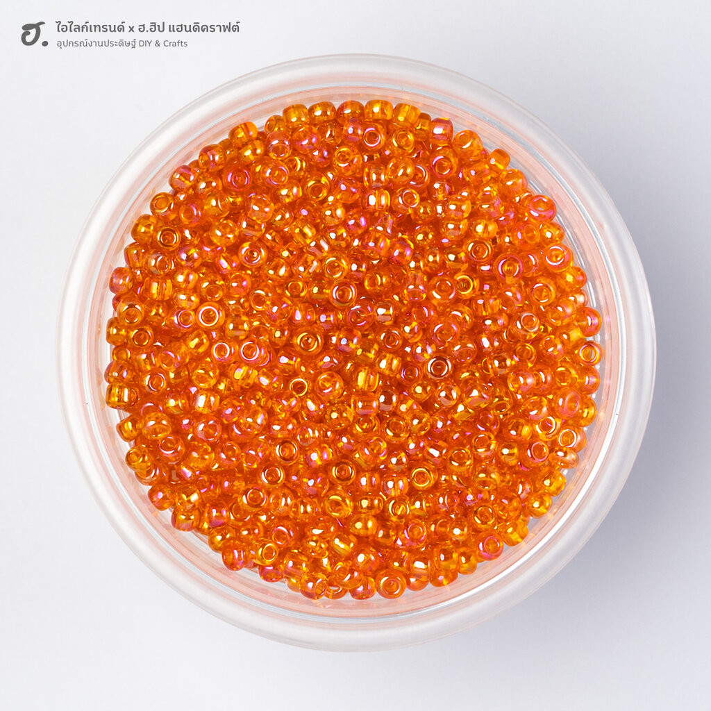 ลูกปัดเม็ดทราย ขนาด 3 มม. ส้มใสเหลือบรุ้ง Sunset Shimmer