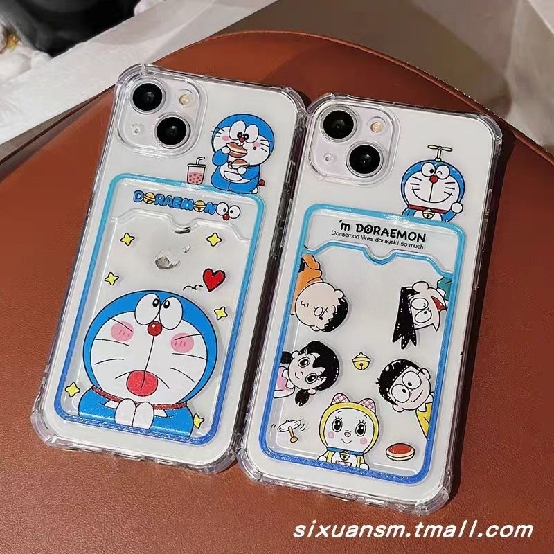SAMSUNG โดราเอมอนอะนิเมะเคสโทรศัพท์สําหรับSamsung Galaxy A06 A56 A55 A05 A05S A15 A23 A12 A14 A25 A53 A50 A13 A24 A32 A35 A50S A10 A10 A10S A30 A20 นุ่มผู้ถือบัตร