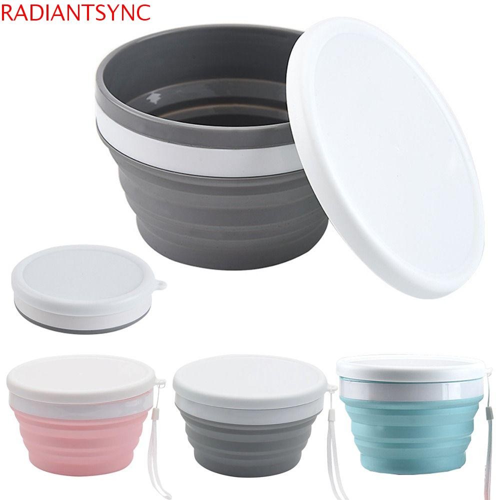 RADIANTSYNC ชามพับได้ซิลิโคน,ฝาปิดเกรดอาหารแบบพกพา,BPA-Free Reusable ประหยัดพื้นที่ขนาดกะทัดรัดแคมป์ปิ้งสลัดจานเดินป่า