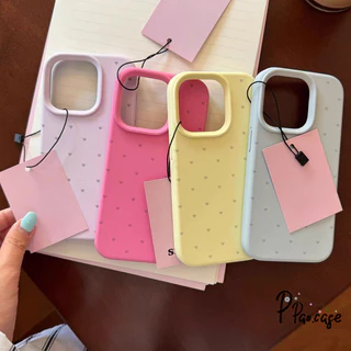 สำหรับ IPhone 17 AIR 11 16 13 15 12 14 Pro Max XR XS X Max 7 15 8 Plus SE 2020 เคสหนังลายหัวใจรักซิลิโคนสีทึบ