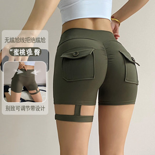 ชุดเอี๊ยม กางเกงขาสั้นโยคะผอมเซ็กซี่กับแหวนขากีฬากางเกงร้อนก…