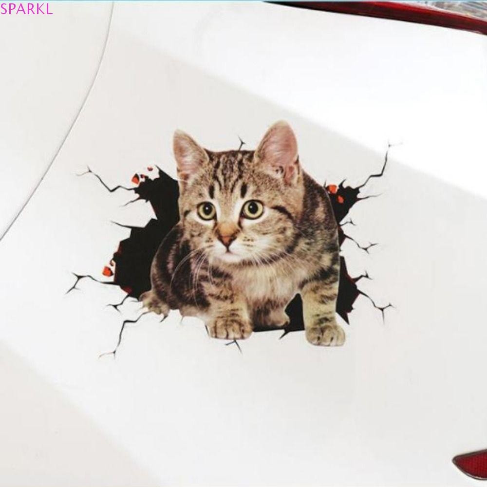 SPARKLENOVA จําลองแมวรถสติกเกอร์,3D Cat Universal Car 3D Cat สติกเกอร์,รถอุปกรณ์เสริม PVC ตลกกันน้ําแมวใน Crack สติกเกอร์รถ-Styling