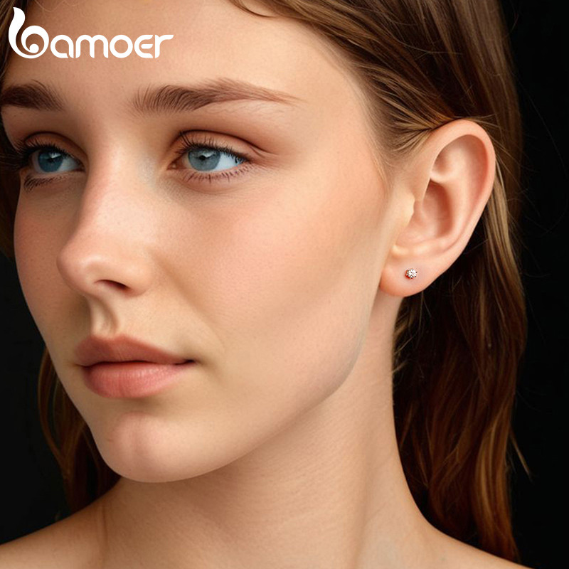 Bamoer ต่างหูเงินแท้ 925 หกง่าม Moissanite S รูปที่ 6