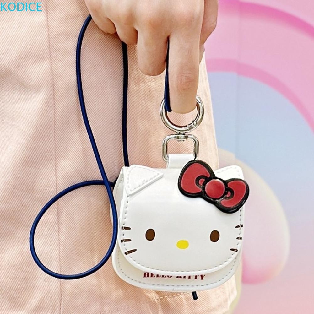 KODICE แขวนคอกระเป๋าสตางค์,การ์ตูน Anti-los Mini กระเป๋าเหรียญ, Kawaii กระเป๋าหนังจี้เชือกเส้นเล็ก Hello Kitty หูฟังกระเป๋าสาว