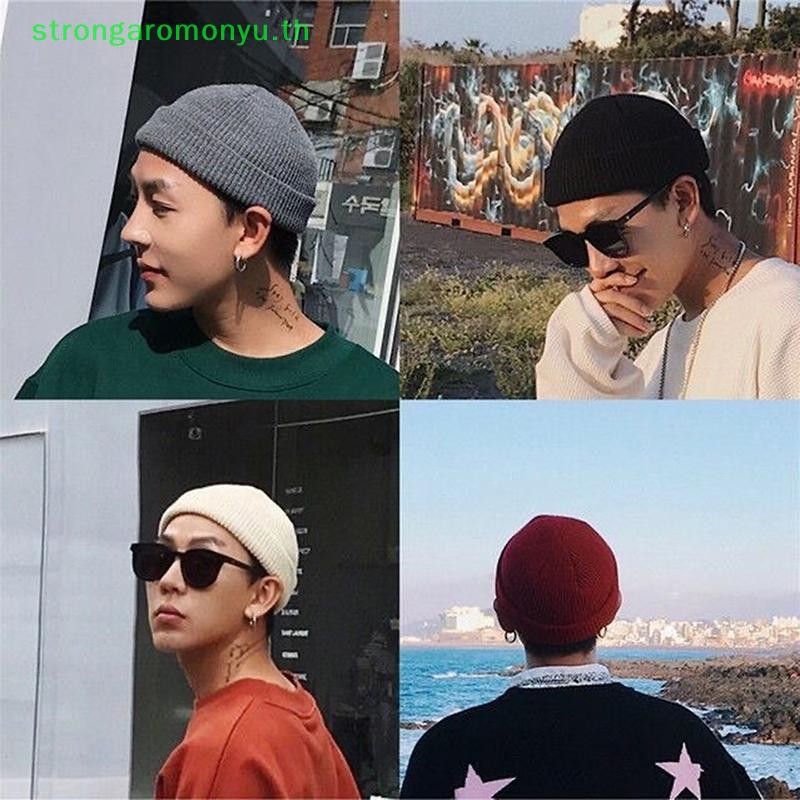 Strongaromonyu ฤดูหนาว Warm Unisex ขนสัตว์ Beanies หมวกชาวประมงสําหรับชายสั้นถักนาฬิกา Cuffed Trawler หมวก Hip Hop Bonnet TH