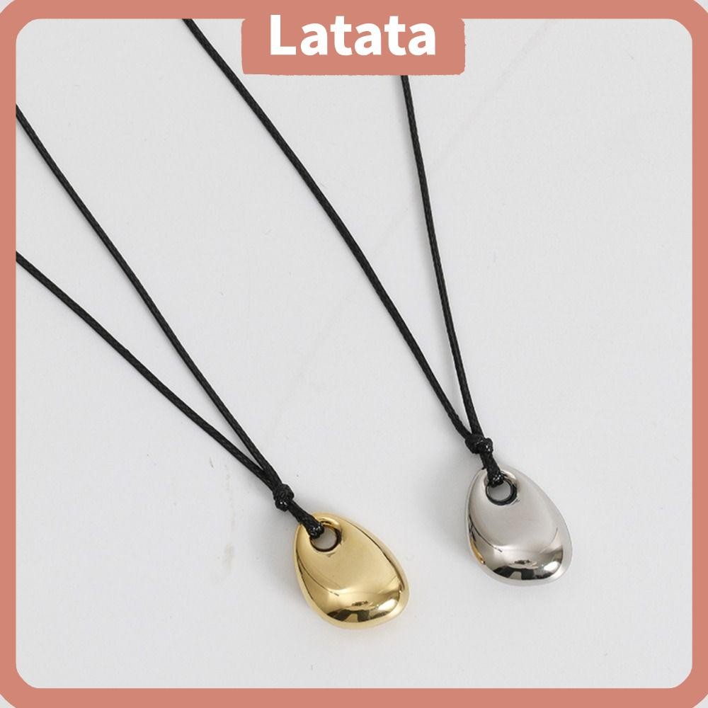 จี้สร้อยคอ LATAA Bean ดีไซน์แฟชั่นปังก์ ทำจากโลหะผสมสีดำและหนังPU เหมาะสำหรับผู้หญิง