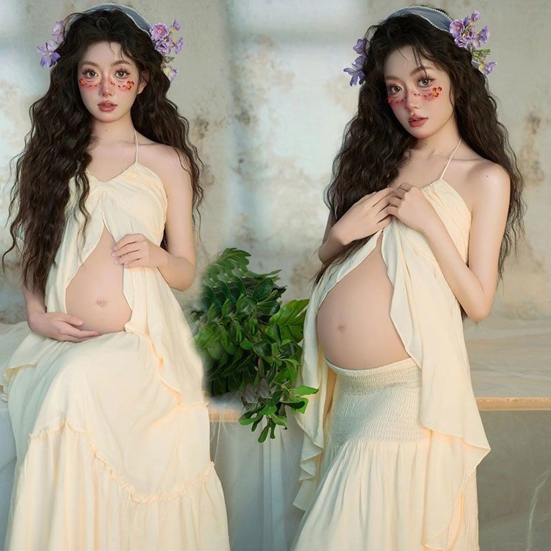 ชุดถ่ายภาพสำหรับแม่ตั้งครรภ์ สไตล์เรโทรและฟرانซีสหวาน สร้างบรรยากาศบริสุทธิ์ในสตูดิโอ