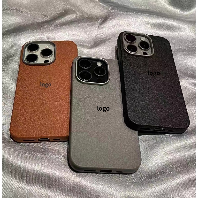 หรูหราแกะหนังสําหรับ iPhone 16 15 14 13 12 11 Pro Max XS Max X XR Plus Retro Anti-Shock เกราะกันกระแทกฝาครอบแสง
