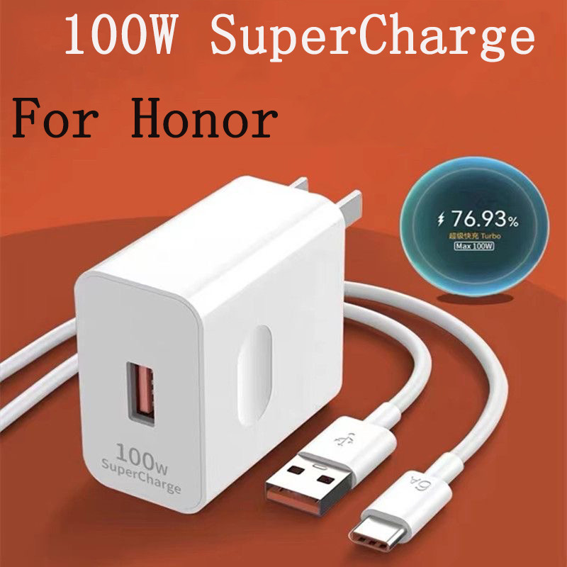 Honor 100W Fast Charger SuperCharge Power Adapter 6A Usb Type C สําหรับ Honor 200 100 90 80 70 Pro M