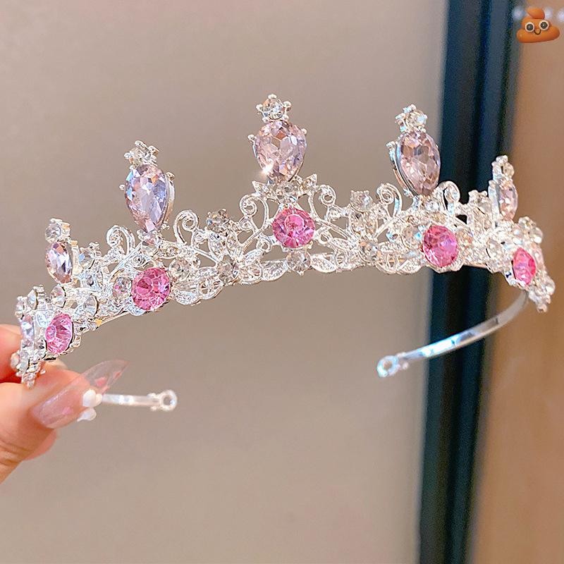 [LO] 2023 ใหม่ผู้หญิงสาวสีเงินมงกุฎ Headwear เกาหลีคริสตัล Tiara แฟชั่นวันเกิดชุด Rhinestone Crown อุปกรณ์เสริมผม TH
