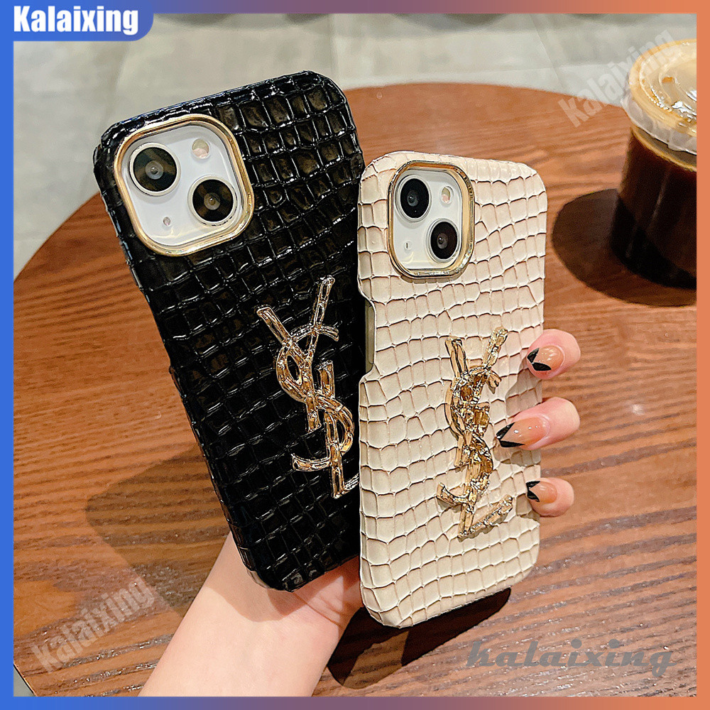 Sl โลหะโลโก้หนังเคสโทรศัพท์สําหรับ iPhone 16Pro Max 16Plus 15Pro Max 14Plus 13 Pro Max 11 Pro Max 12 Pro Max ปกหลัง