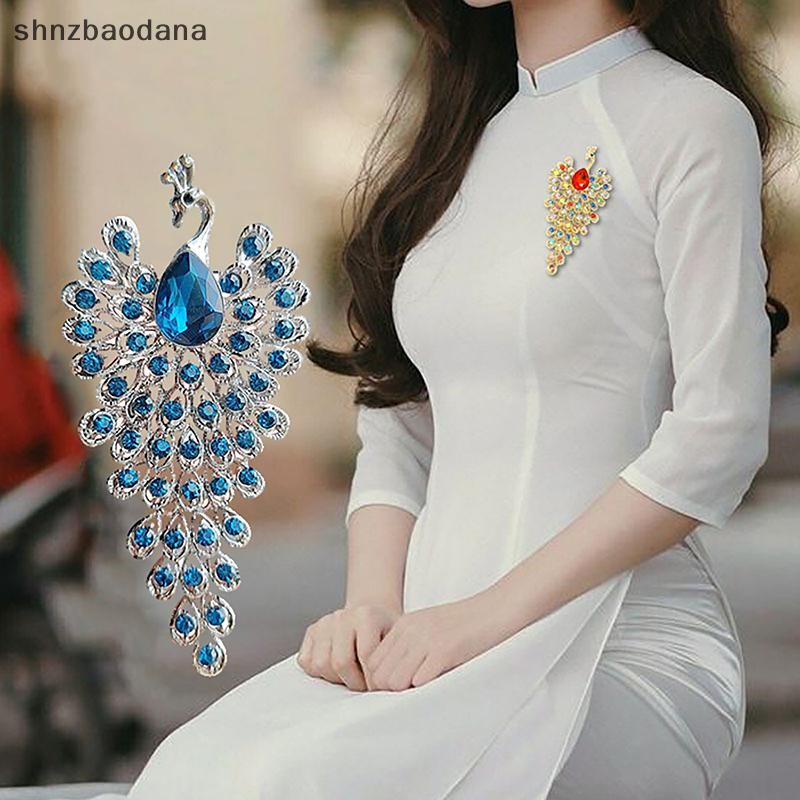 [SHNZAA] แฟชั่น Rhinestone นกยูงเข็มกลัดผู้หญิงเสื้อผ้างานแต่งงานเครื่องประดับ Party Accessries ของขวัญ FSSG