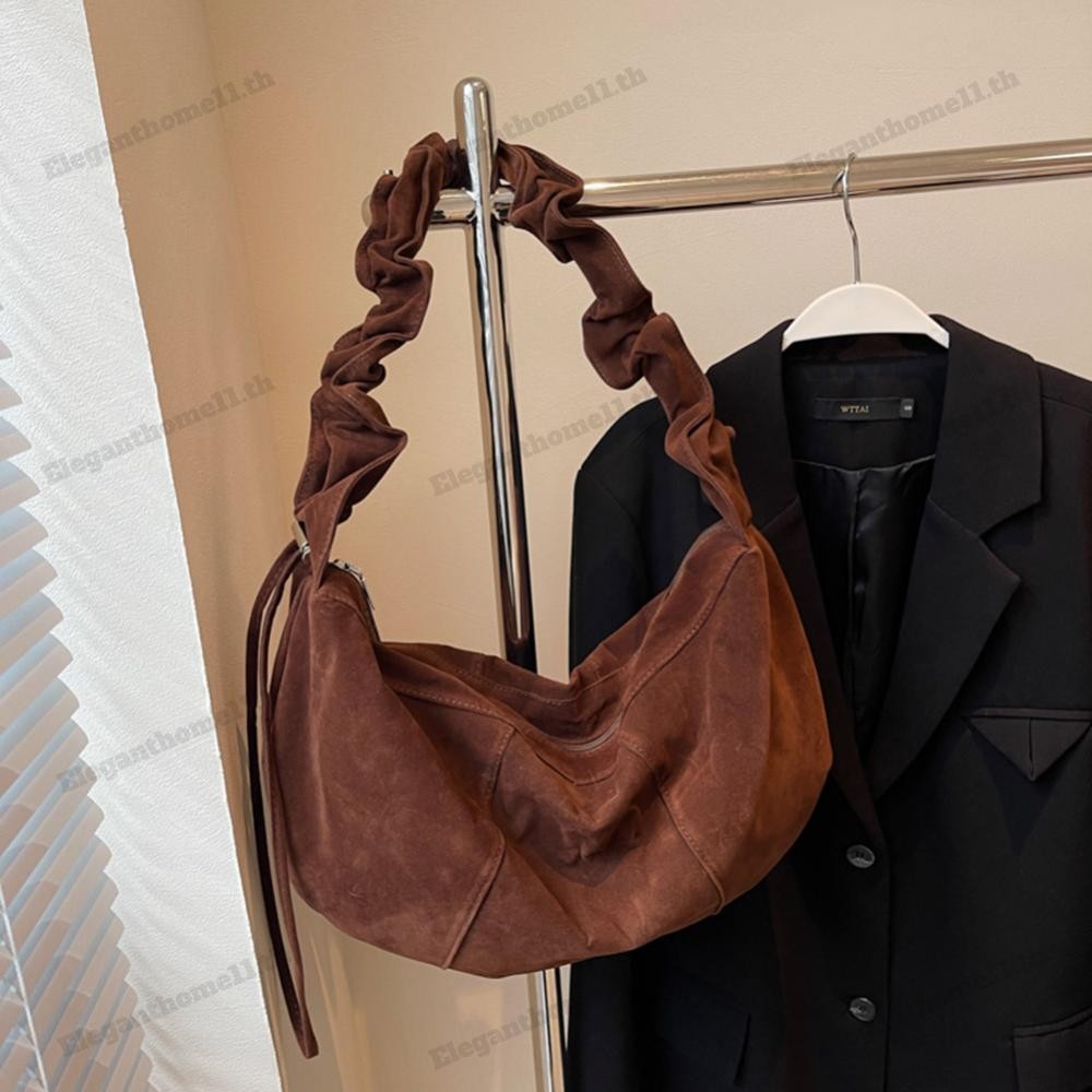 กระเป๋าสะพายหนังนิ่มผู้หญิง Ruched Hobo Tote กระเป๋าถือคลัทช์ขนาดเล็กสําหรับการเดินทาง (กาแฟ)
