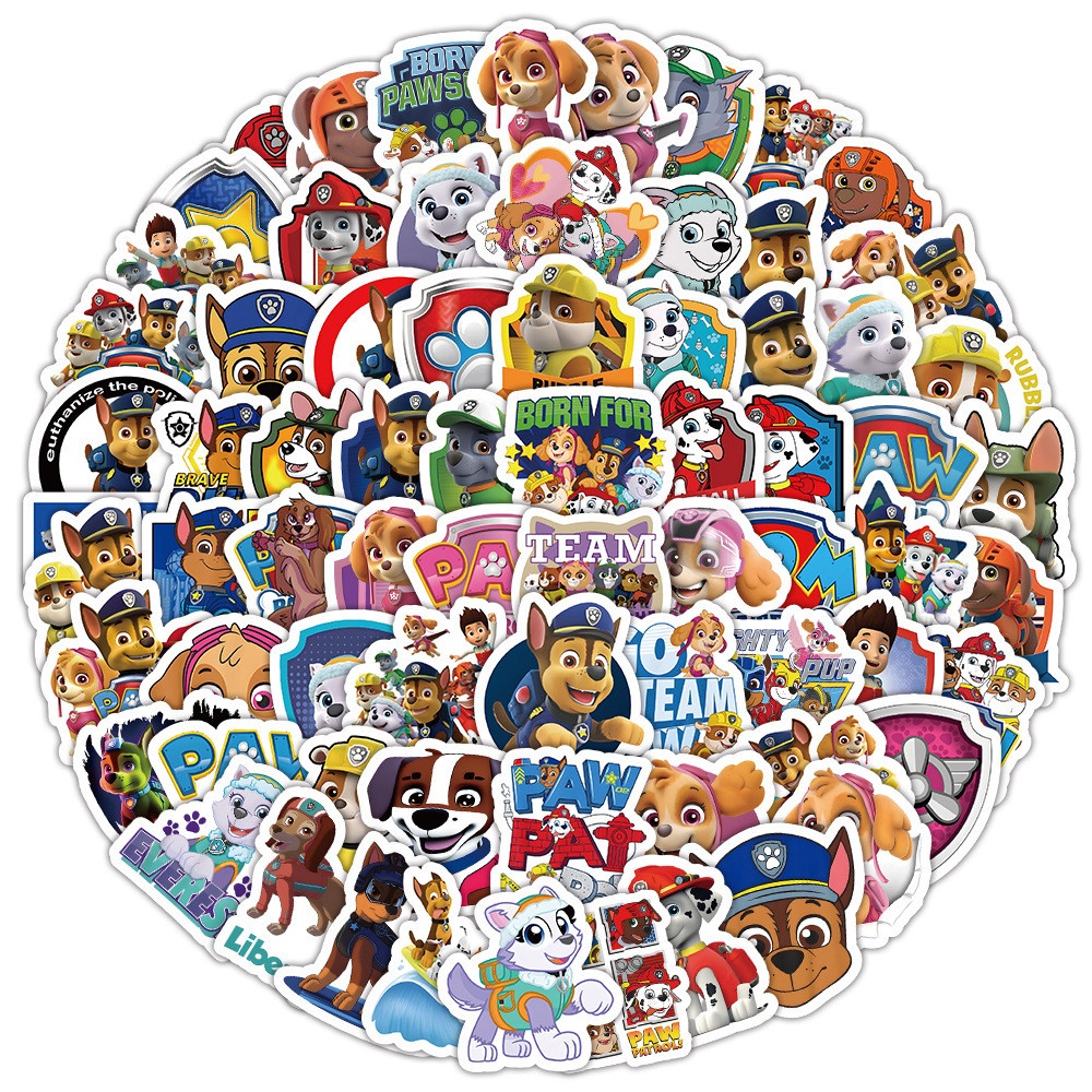 100pcs การ์ตูนอะนิเมะ PAW Patrol สติ๊กเกอร์กราฟฟิตีสําหรับจักรยานบัญชีมือกล่องดินสอ Decals LanLanStickersWorld