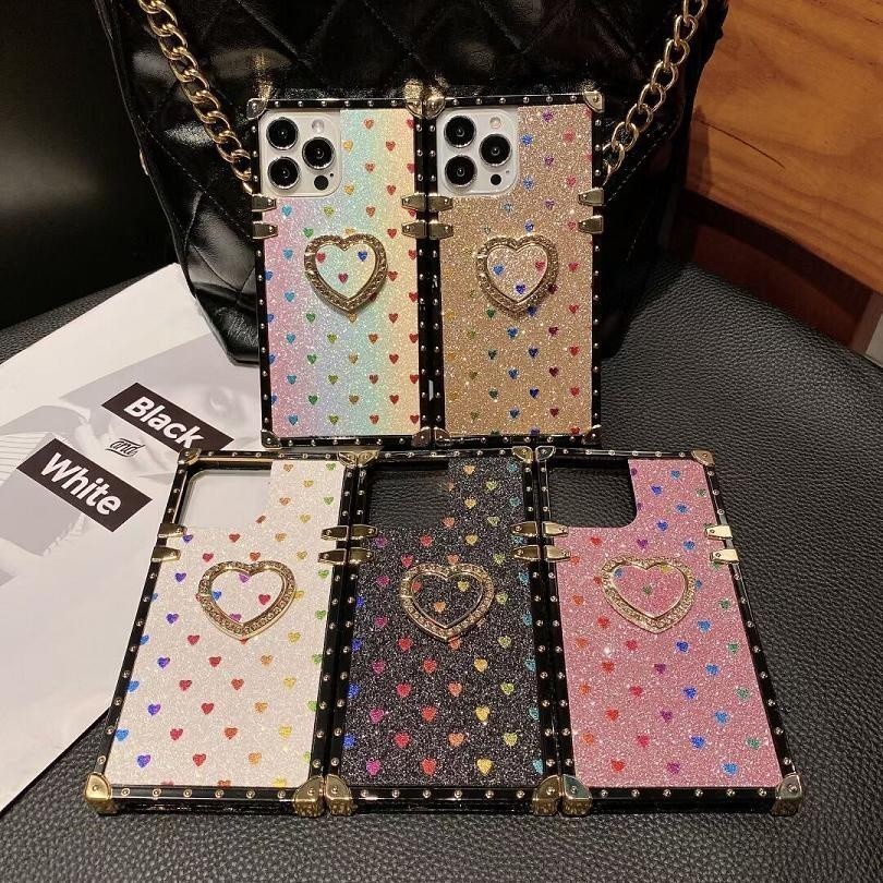 Casing For Huawei P30 Lite Nova 4e 5T 7 7SE 7i 9SE 10 Pro Y7A Y6P 2020 Y9 Prime 2019 Fashion Brand Love Heart Square Phone Case With Bracket