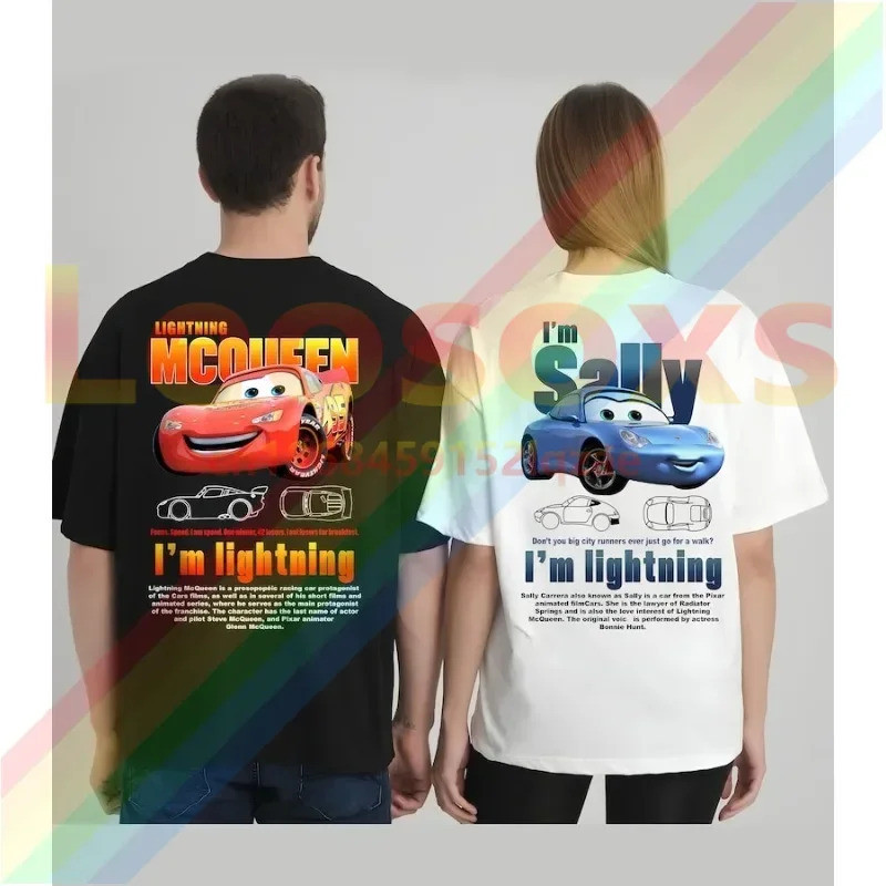 S-5xl Ready stock 2024 Cars Matching shirt เสื้อยืดคู่รัก Mcqueen and Sally Kachow L. Mcqueen, Im Li
