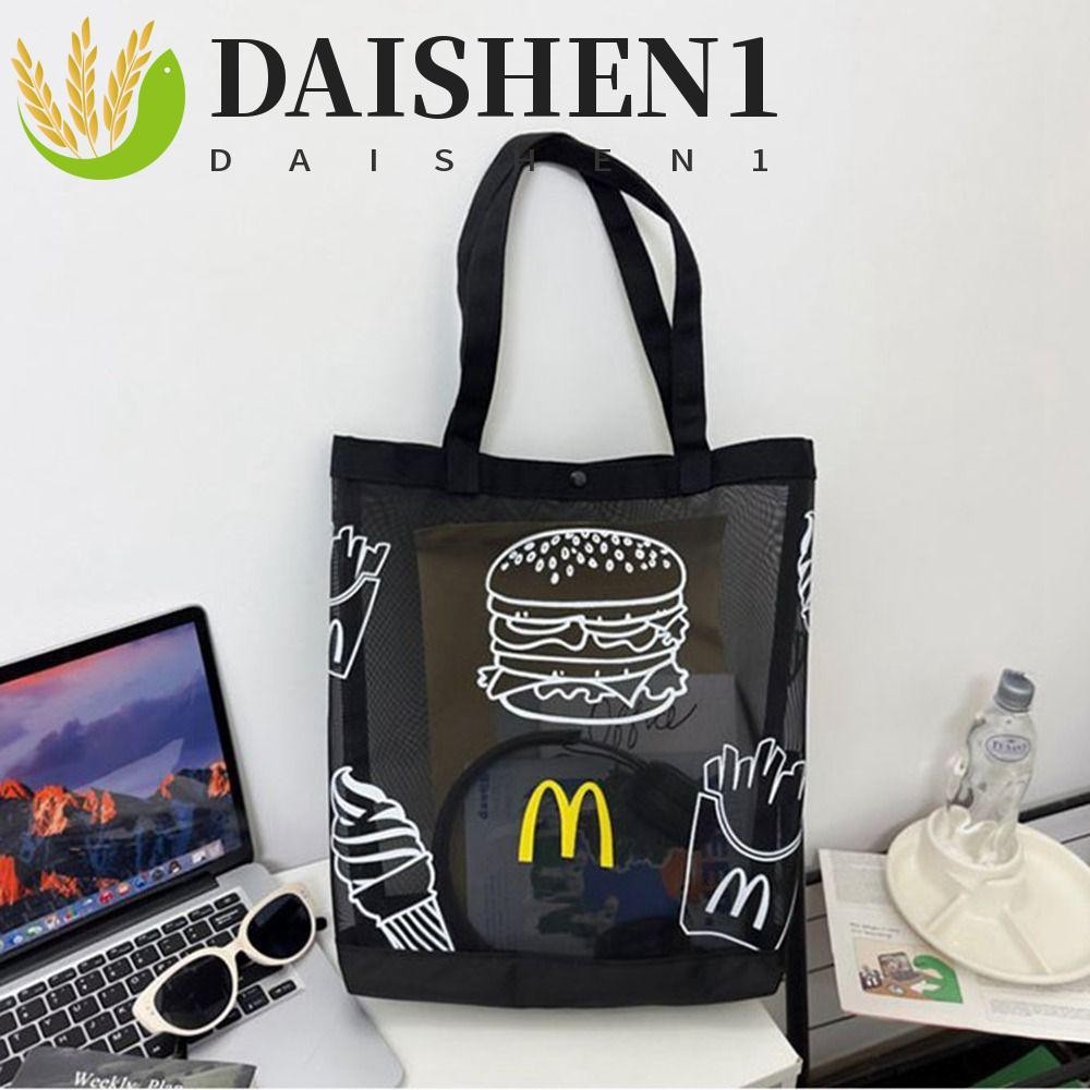 Daishen1 กระเป๋าถือ กระเป๋าช้อปปิ้ง ใส่โทรศัพท์มือถือ ผ้าไนล่อน พิมพ์ลายตัวอักษร ความจุขนาดใหญ่ สําหรับเด็ก