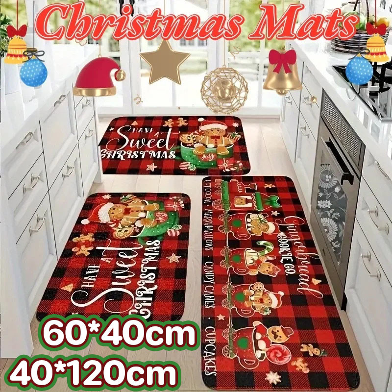 พรมปูพื้น 40*120/60*40 ซม. พรมเช็ดเท้า คริสตัล สําหรับตกแต่งบ้าน วันคริสต์มาส ปีใหม่