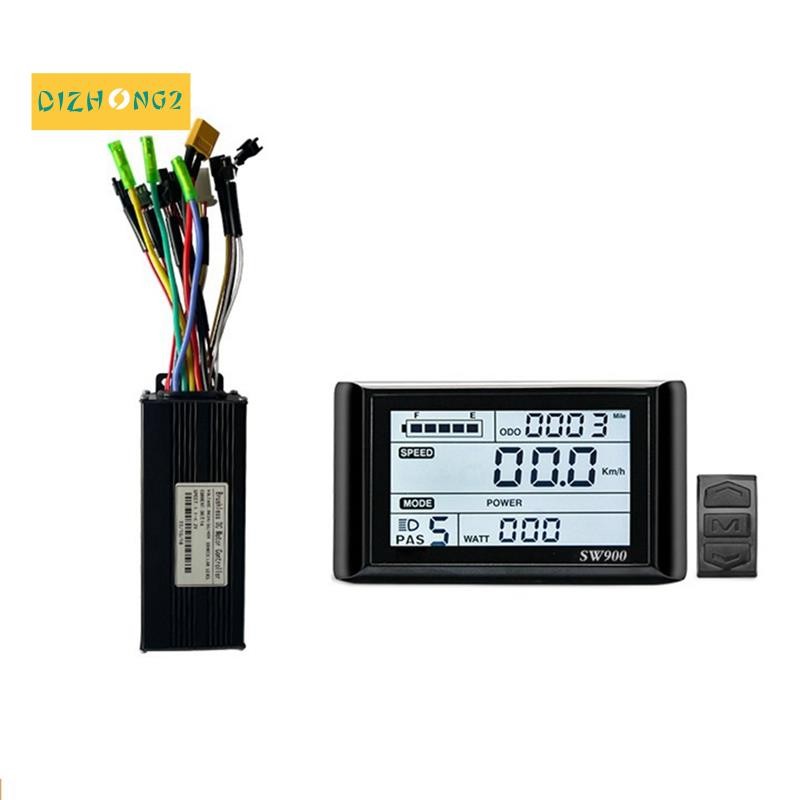 [dizhong2]36V 48v 750W 1000W สามโหมด 12 หลอดแบบไม่มีแปรง 30A Controller ชุดเบรกคันเร่งพร้อมจอแสดงผล LED SW900 อุปกรณ์เสริม E-Bike