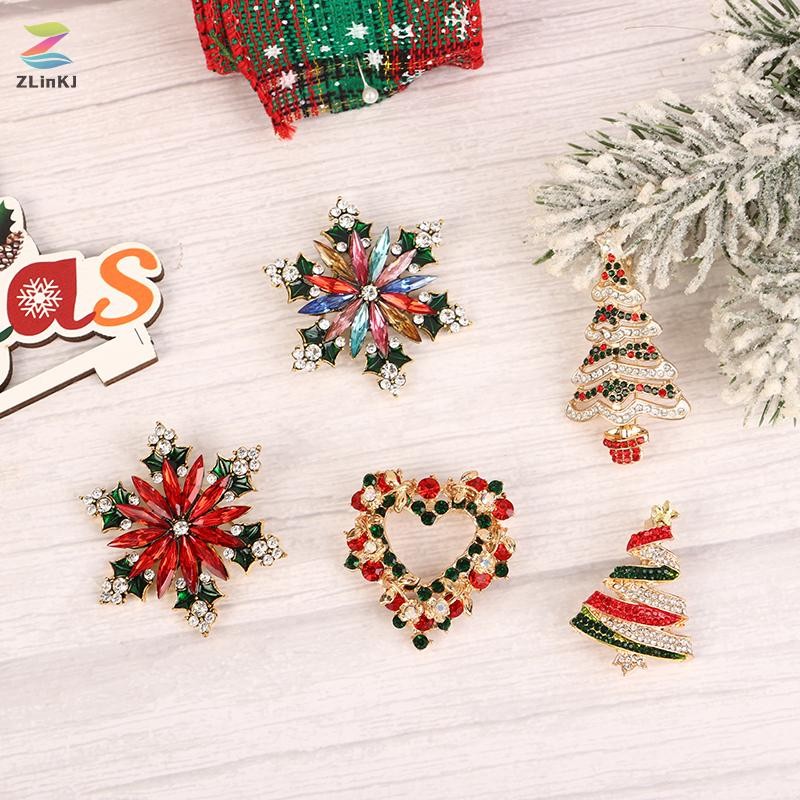 Zlinkj 1 ชิ้นประณีตคริสต์มาสเข็มกลัด Pin Christmas Tree Garland แฟชั่นเครื่องประดับของขวัญใหม่