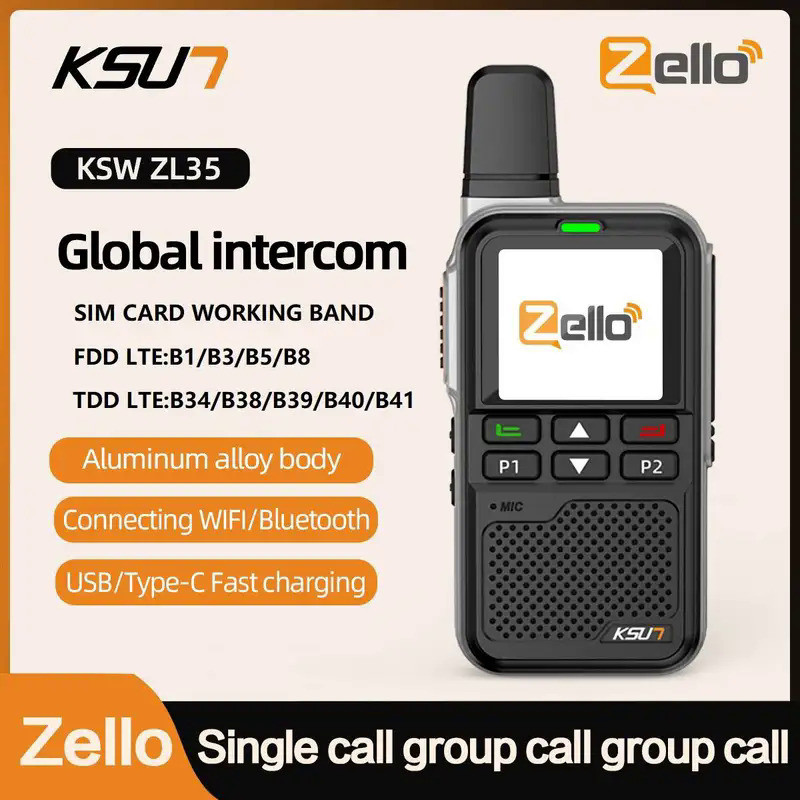 KSUT ZL38 LTE Walkie Talkies Long Range 100 Miles Zello Network Radio PTT Button WiFi POC Android Sy