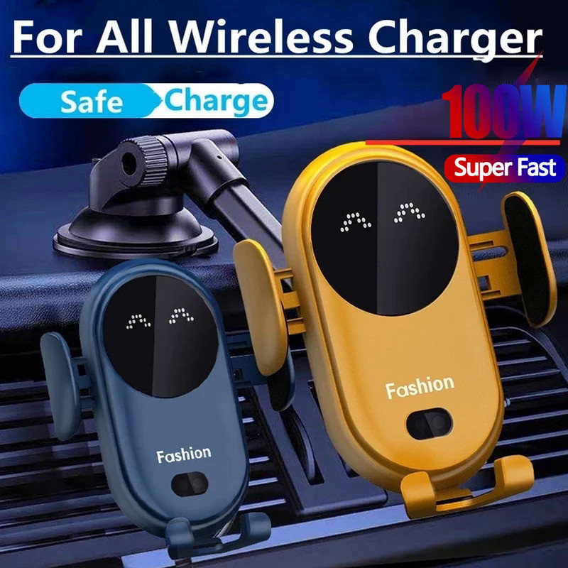100W Car Wireless Charger Car Phone Holder for iPhone15 14 13 Pro/Pro Max  X XR XSMAX 8 7 Plus Intel