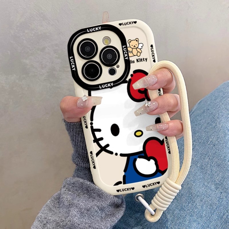 Iphone 16 15 14 13 12 11 Pro Max X XR XS Max 7 8 Plus INS น่ารัก KT Cat เคสโทรศัพท์ปกอ่อน