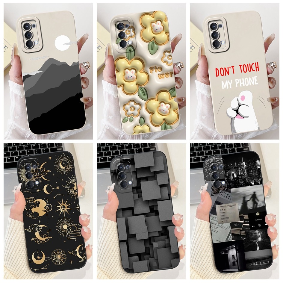 สําหรับ OPPO Reno 4 กรณี CPH2113 ฝาครอบแฟชั่นดอกไม้หินอ่อนซิลิโคนอ่อนนุ่ม Frosted Matte TPU สําหรับ OPPO Reno4 4G เคสโทรศัพท์