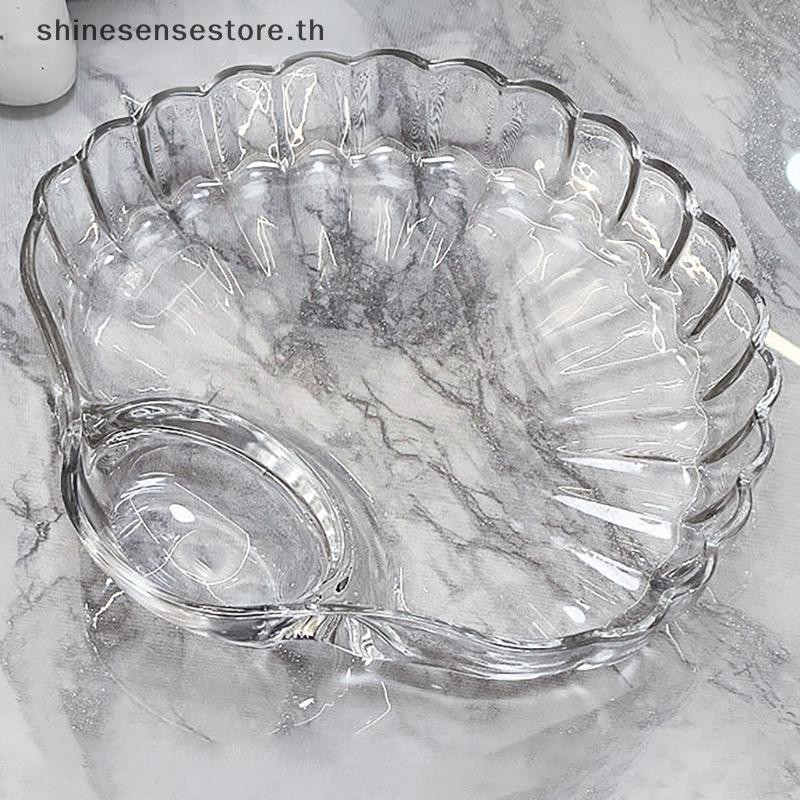 Shine 1PC Shell DishTransparent Dumpling Plate gar Discs gar จานซูชิอาหารเช้าผลไม้แห้งขนมขบเคี้ยว Shell Spitg จาน TH