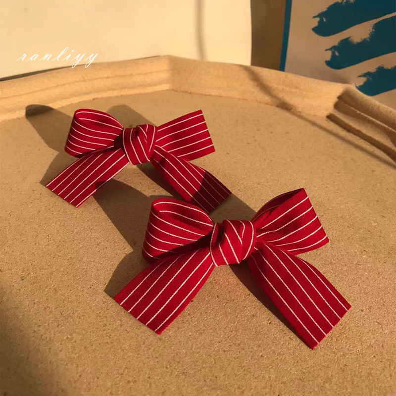 ส่งเร็ว🌼กิ๊บติดผมโบว์สีแดงหวานสไตล์เกาหลีคลิปด้านข้างละเอียดอ่อนนักเรียนเครื่องประดับผมสำหรับเด็กผู้หญิง-Ranliyy - รูปที่ 6