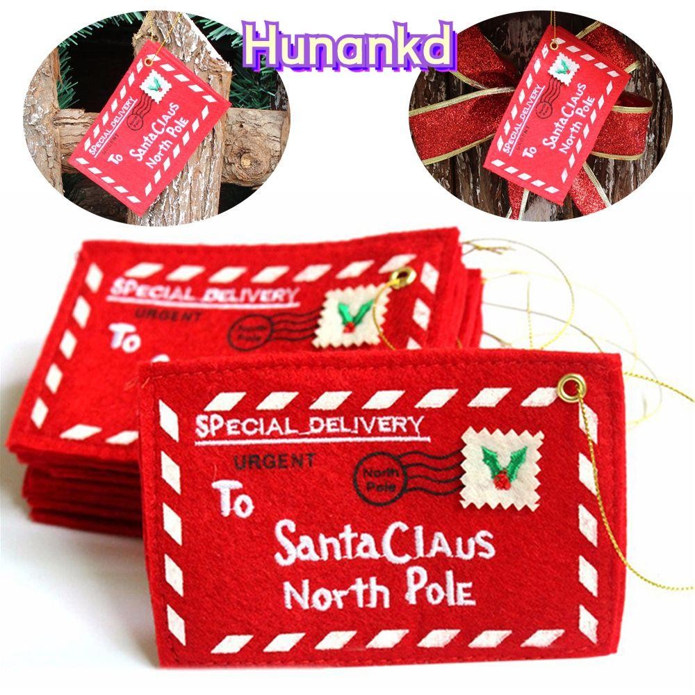 Huan Chirtmas เครื่องประดับการ์ดอวยพรต้นคริสต์มาสถุงขนมซองจดหมายสีแดงเครื่องประดับแขวน
