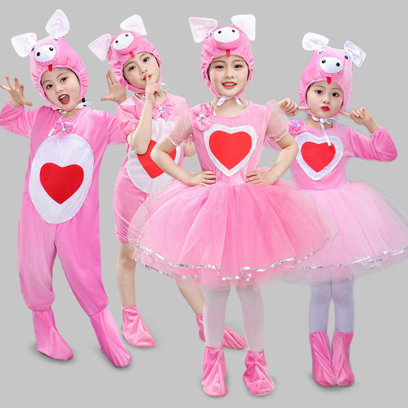 เด็กสัตว์น่ารักและมีความสุขหมูประสิทธิภาพเครื่องแต่งกาย