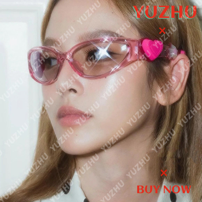(YUZHU) แว่นกันแดด Love Millennium Style Y2K Peach Hottie แว่นกันแดดสําหรับผู้หญิง