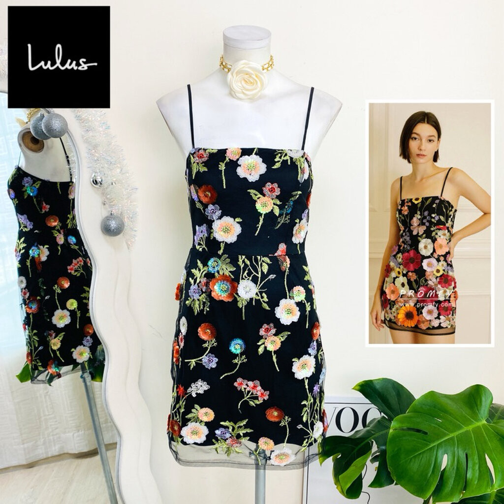 ไซด์ XS แบรนด์ Lulus แท้ 100% เดรส ดอกไม้นูน งานเกล็ดวิบวับ สีดำ ใส่ออกงาน ทรงเข้ารูป เดรสออกงาน ชุดปาร์ตี้(25)