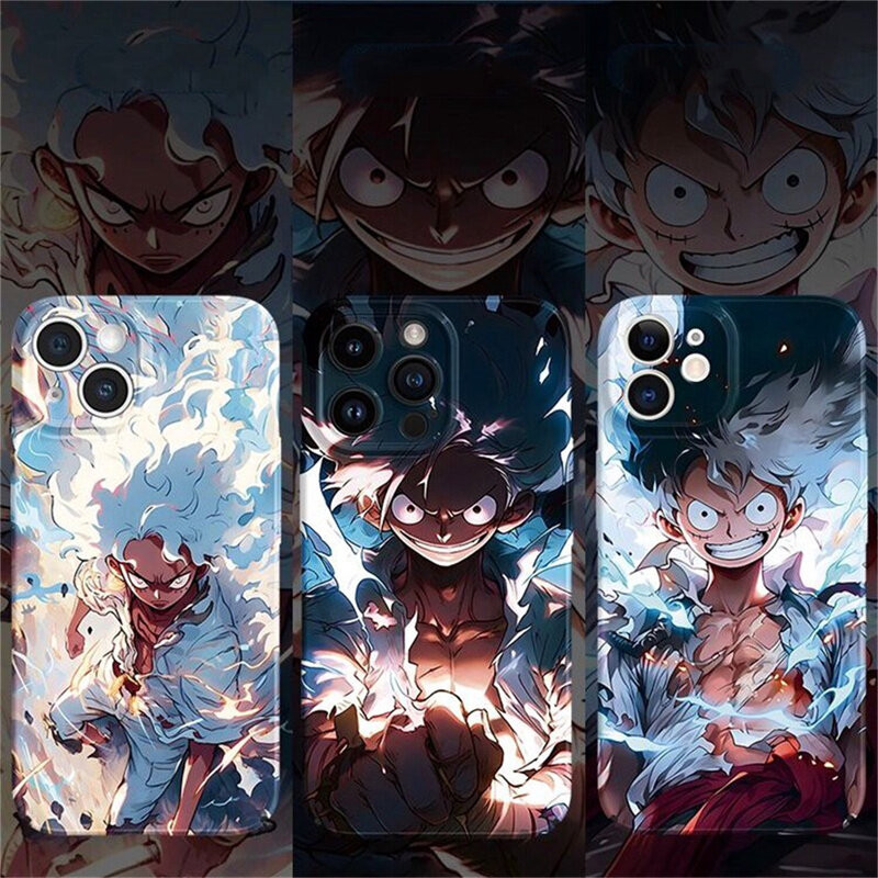 การ์ตูน One Piece Sun God Nica Luffy เคสโทรศัพท์สําหรับ Samsung Galaxy S23 Ultra S21 S22 Plus S20 FE A71 A73 A04E หมายเหตุ 9 10 Plus Glossy Hard อะคริลิคหรูหรา