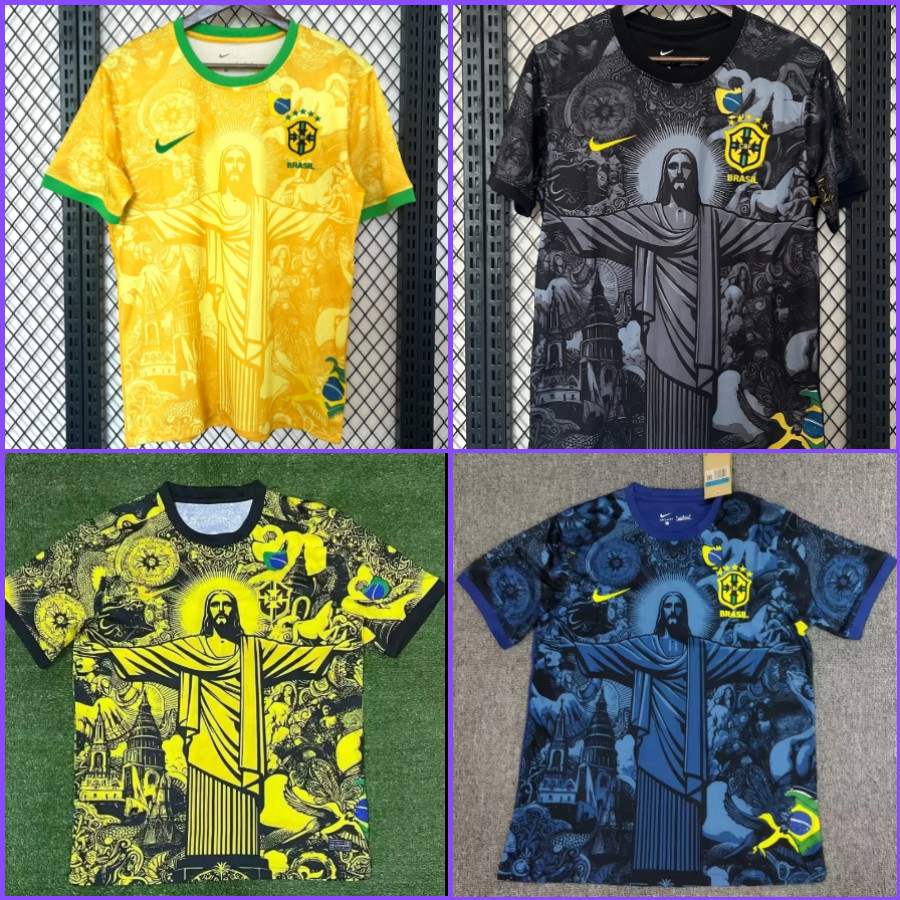Aaa+24-25 Brazil Jesus Special Edition เสื้อฟุตบอลผู้ชายรองเท้าฟุตบอลคุณภาพสูง